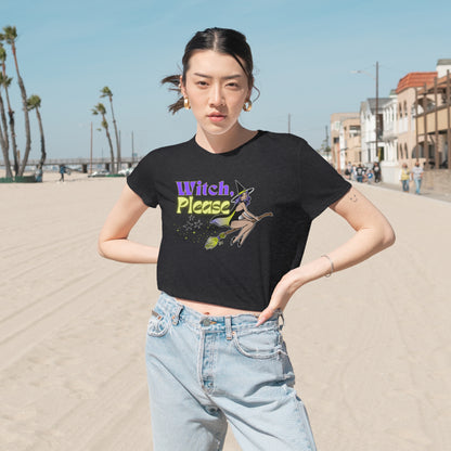 Witch, Please Broomstick - Women's Flowy Cropped Tee