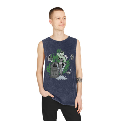 Skeleton Mermaid - Unisex Stonewash Tank Top