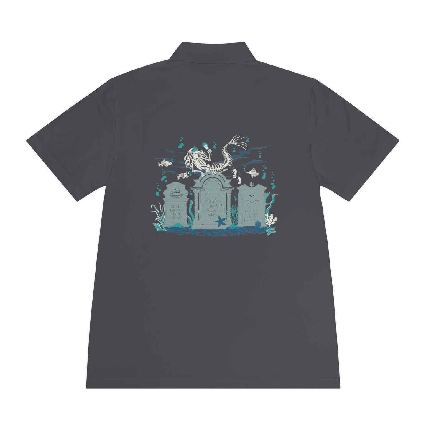 Skeleton Mermaid Graveyard  -  Men's Sport Polo Shirt