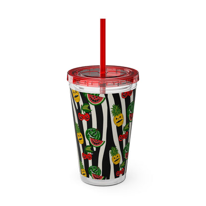 SummerWeen Stripe - Sunsplash Tumbler with Straw, 16oz