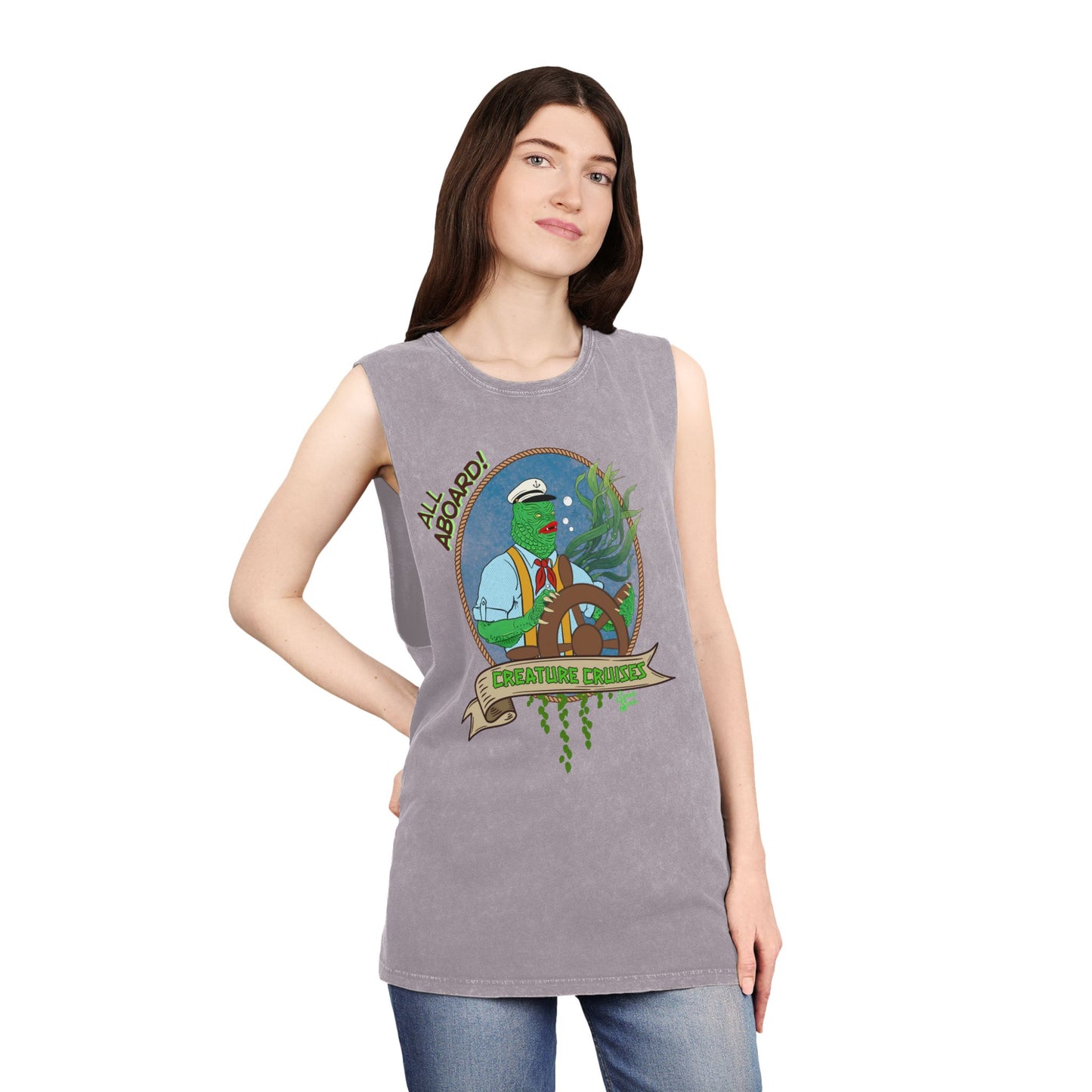 All Aboard Creature Cruises - Unisex Stonewash Tank Top