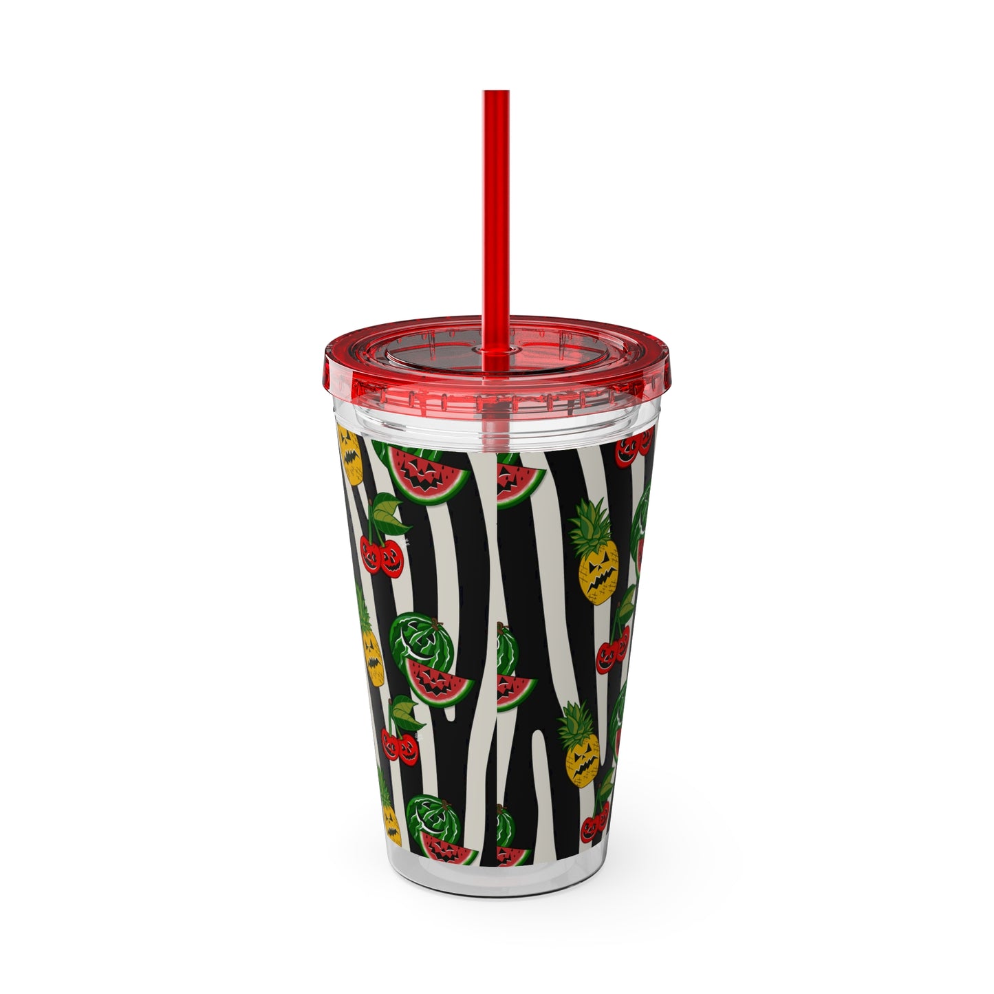 SummerWeen Stripe - Sunsplash Tumbler with Straw, 16oz