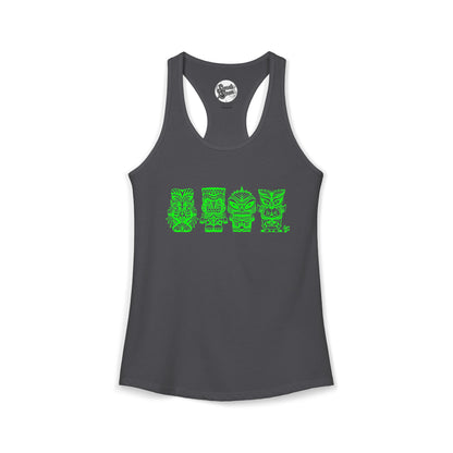 Tiki Monsters - Green - Women's Racerback Tank