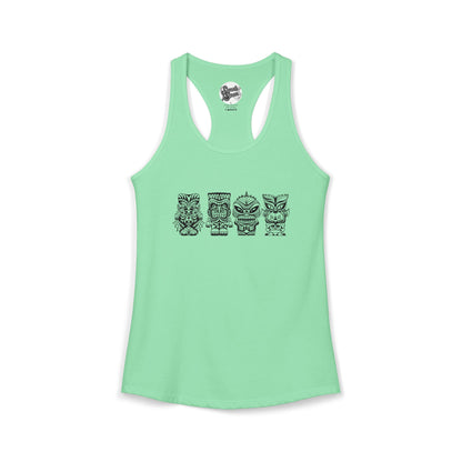 Tiki Monsters  - Front Back -  Women's Racerback Tank