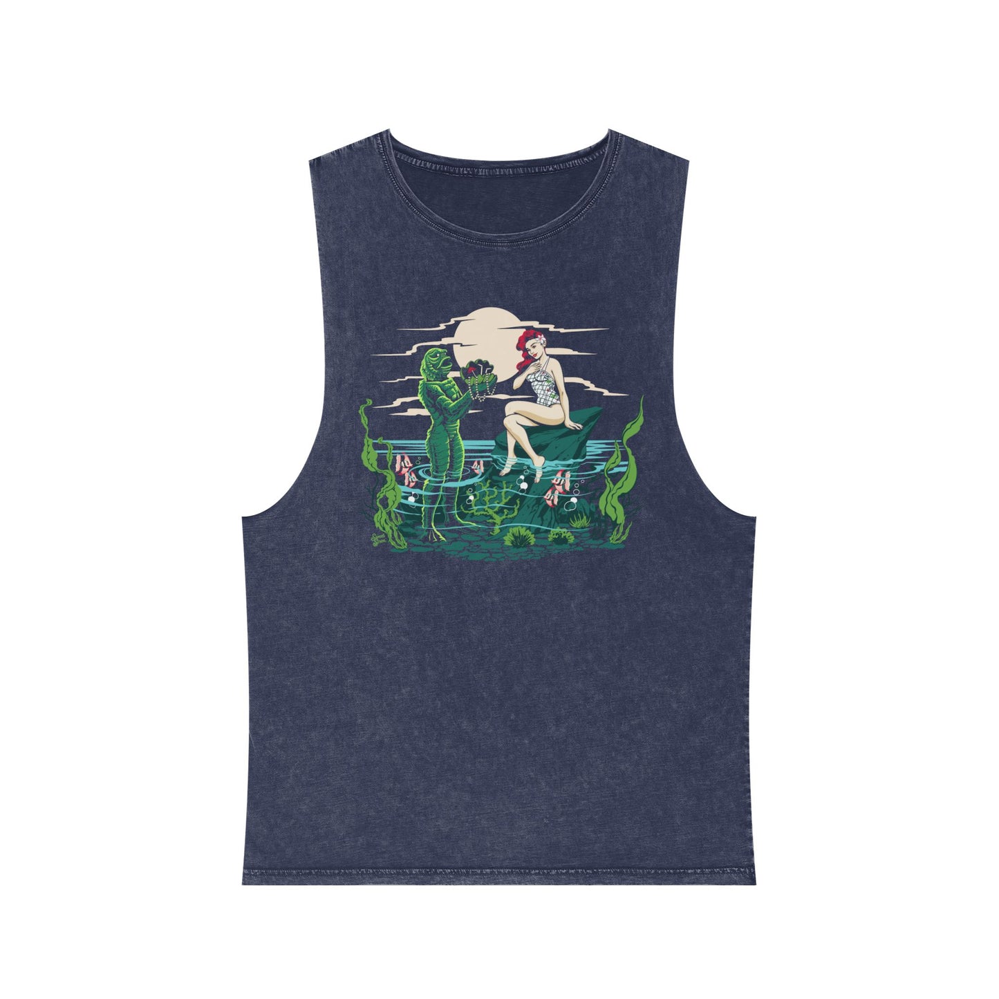 Mid Century Swamp Couple - Unisex Stonewash Tank Top