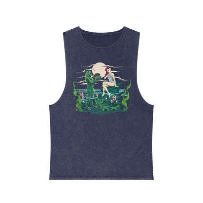 Mid Century Swamp Couple - Unisex Stonewash Tank Top