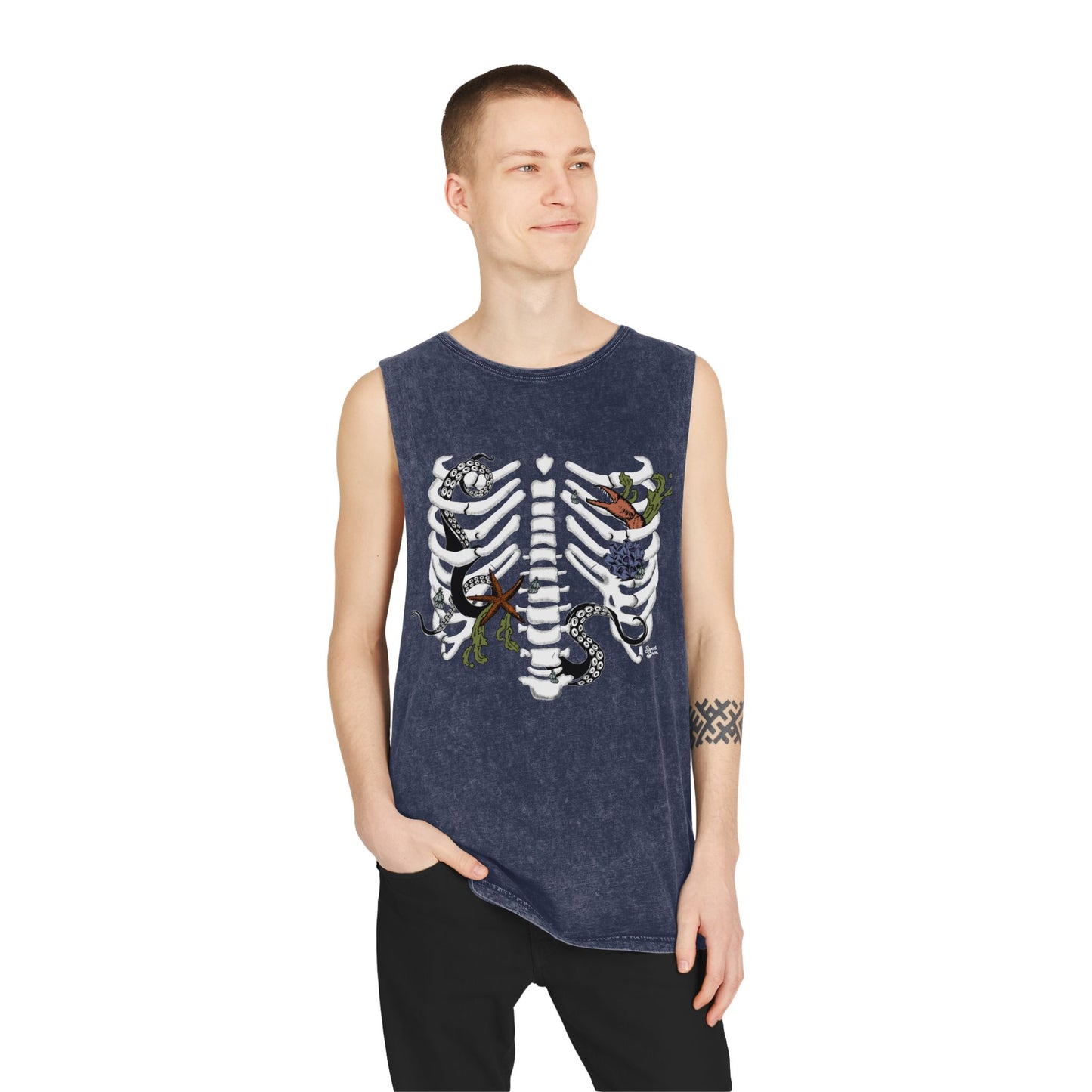 Pirate Ribcage - Unisex Stonewash Tank Top