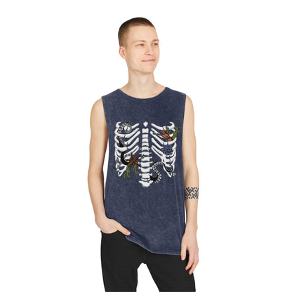 Pirate Ribcage - Unisex Stonewash Tank Top