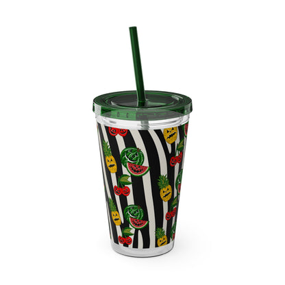 SummerWeen Stripe - Sunsplash Tumbler with Straw, 16oz