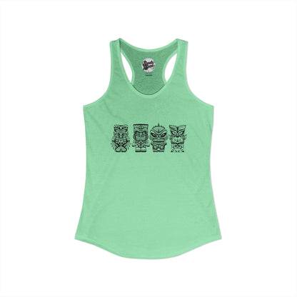 Tiki Monsters  - Front Back -  Women's Racerback Tank