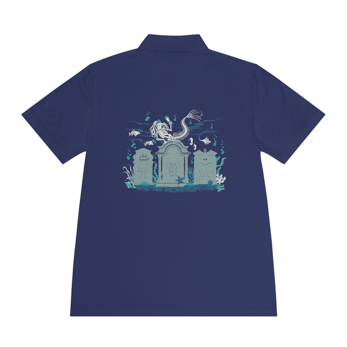 Skeleton Mermaid Graveyard  -  Men's Sport Polo Shirt