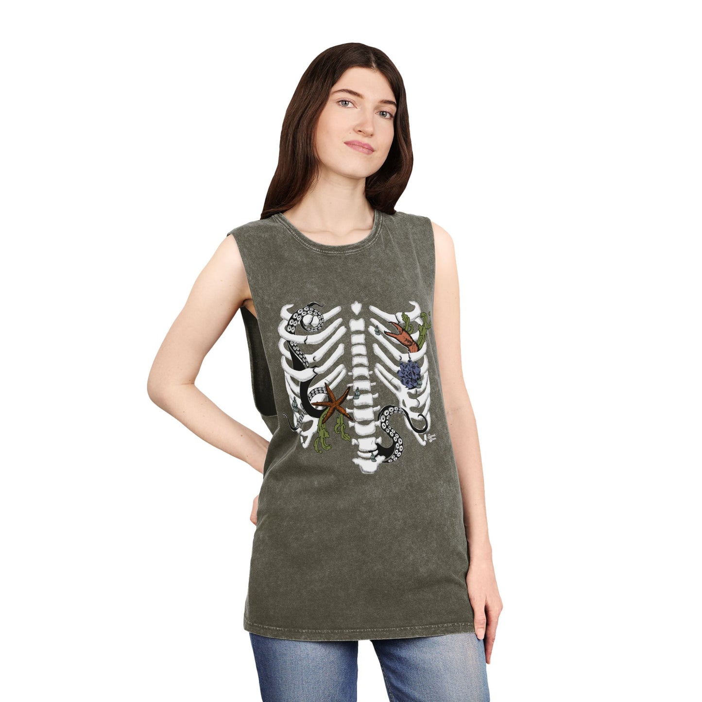 Pirate Ribcage - Unisex Stonewash Tank Top