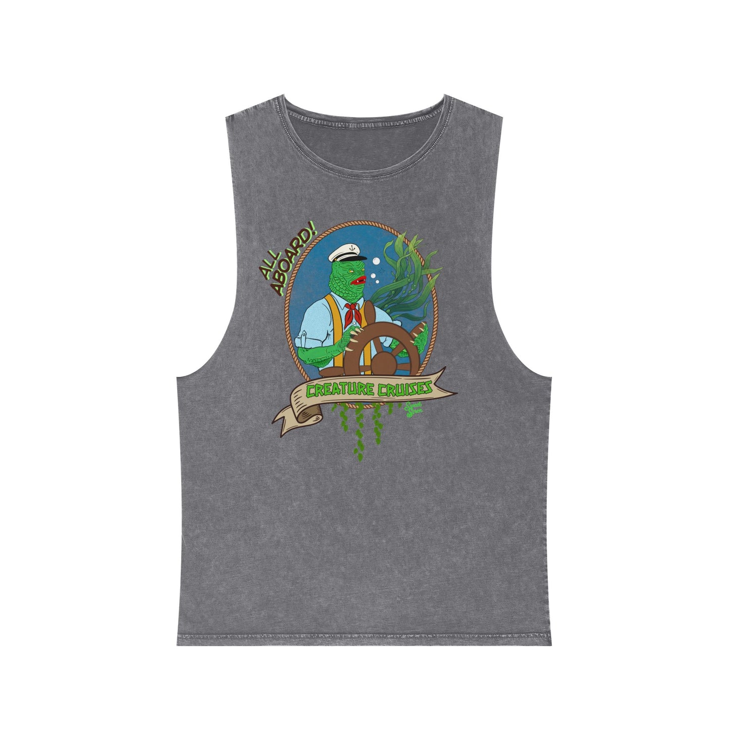 All Aboard Creature Cruises - Unisex Stonewash Tank Top