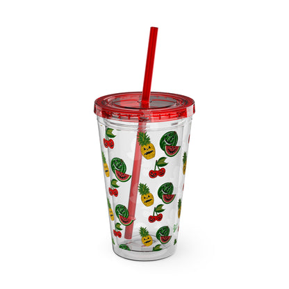 SummerWeen All Over Print Clear - Sunsplash Tumbler with Straw, 16oz