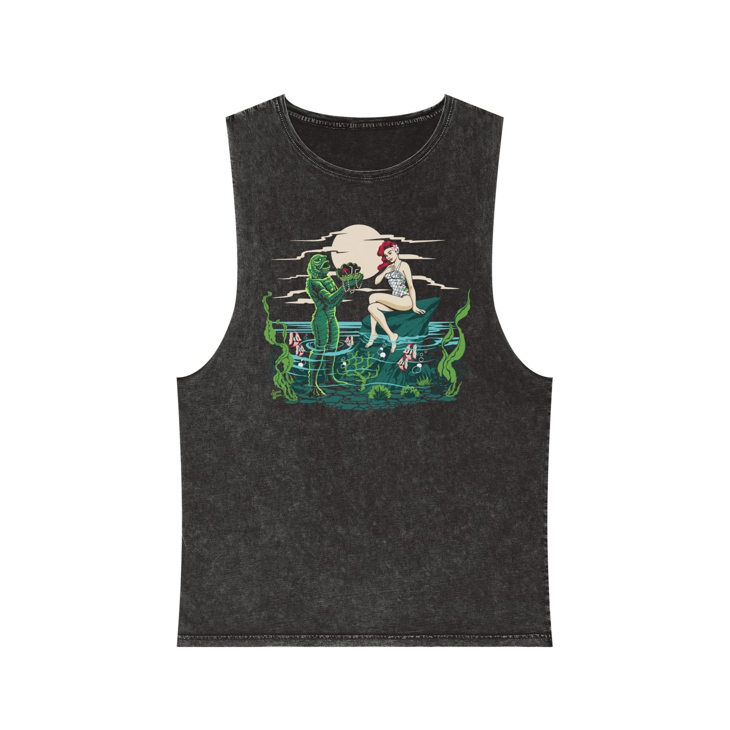 Mid Century Swamp Couple - Unisex Stonewash Tank Top