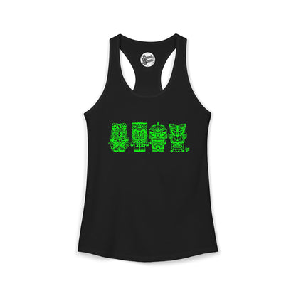 Tiki Monsters - Green - Women's Racerback Tank