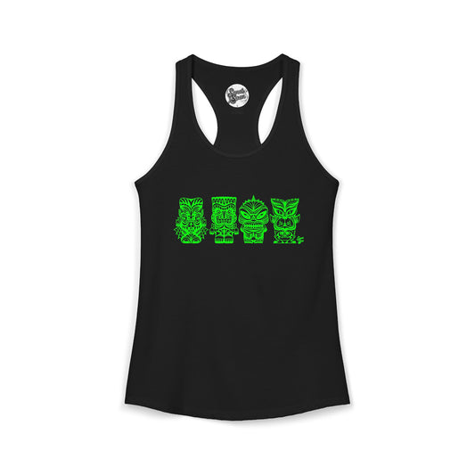 Tiki Monsters - Green - Women's Racerback Tank
