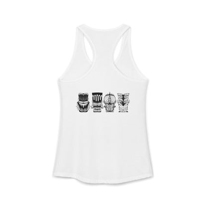Tiki Monsters  - Front Back -  Women's Racerback Tank