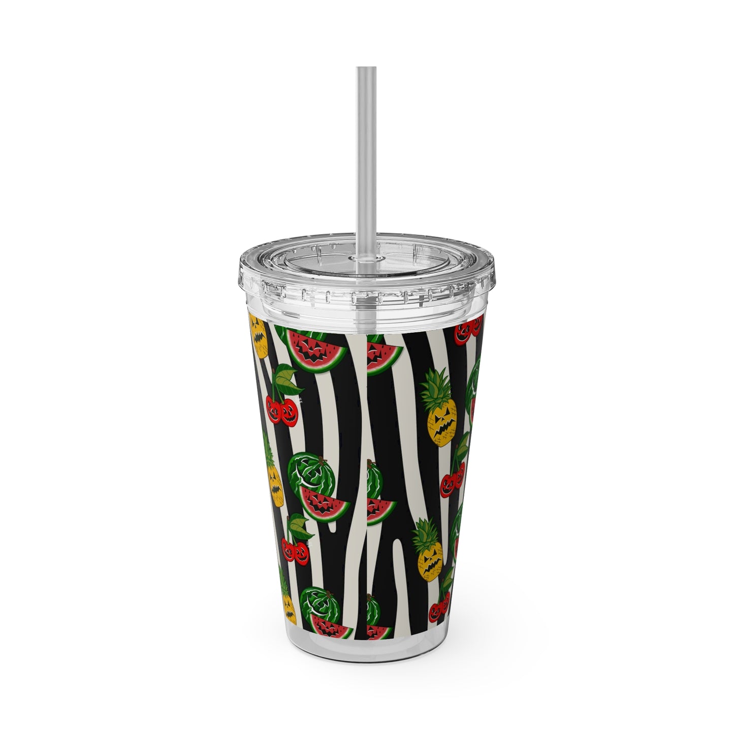 SummerWeen Stripe - Sunsplash Tumbler with Straw, 16oz