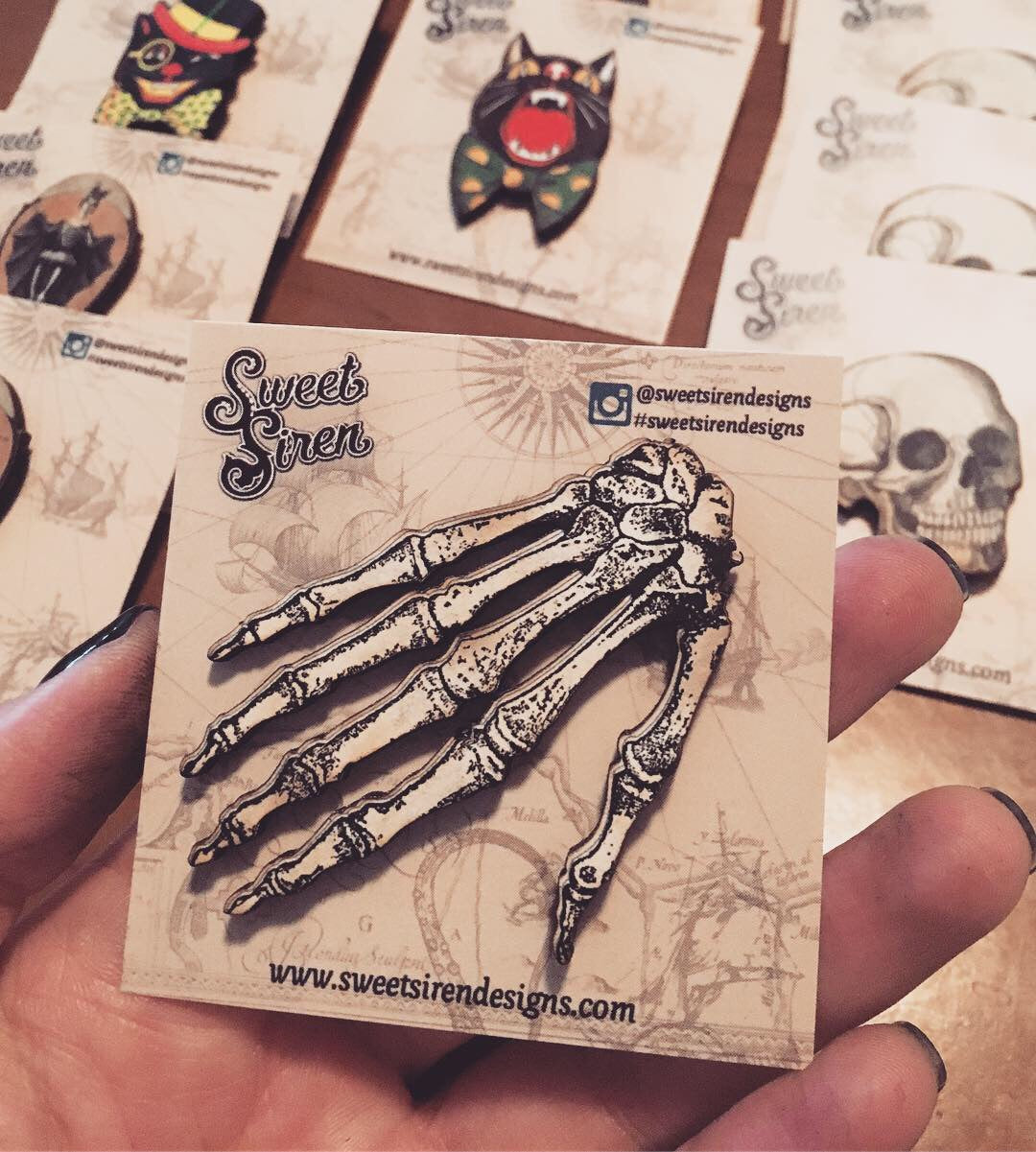 Wooden Skeleton Hands  - Printed Wood Laser Cut Piece