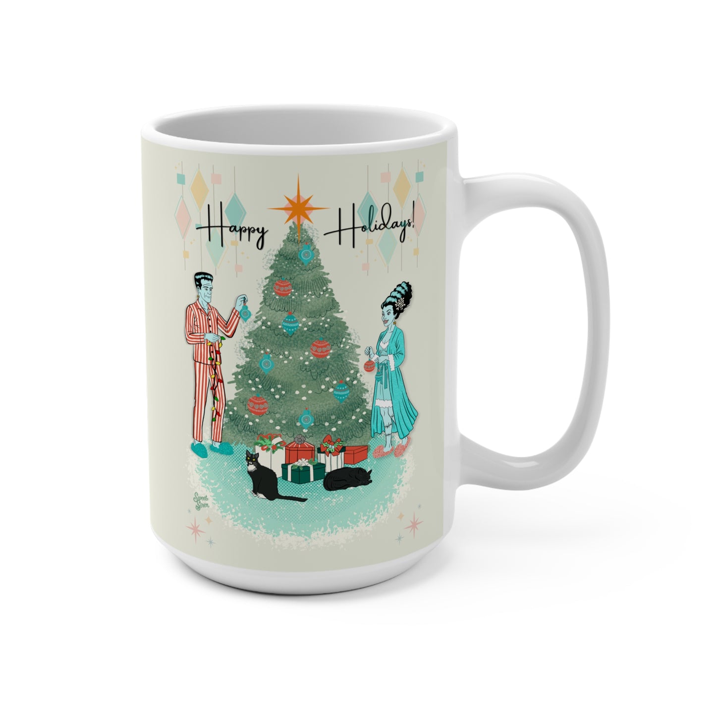 Retro Holiday Monsters - Mug 15oz
