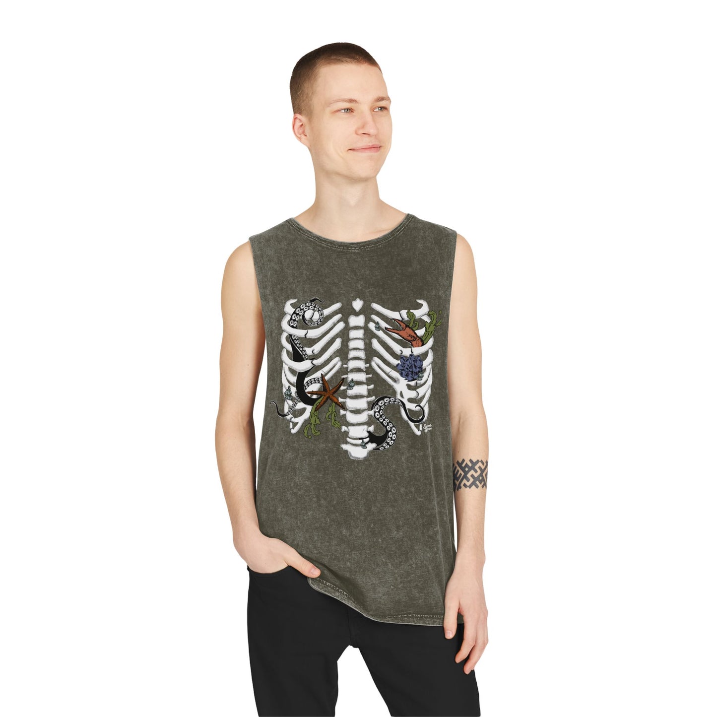 Pirate Ribcage - Unisex Stonewash Tank Top