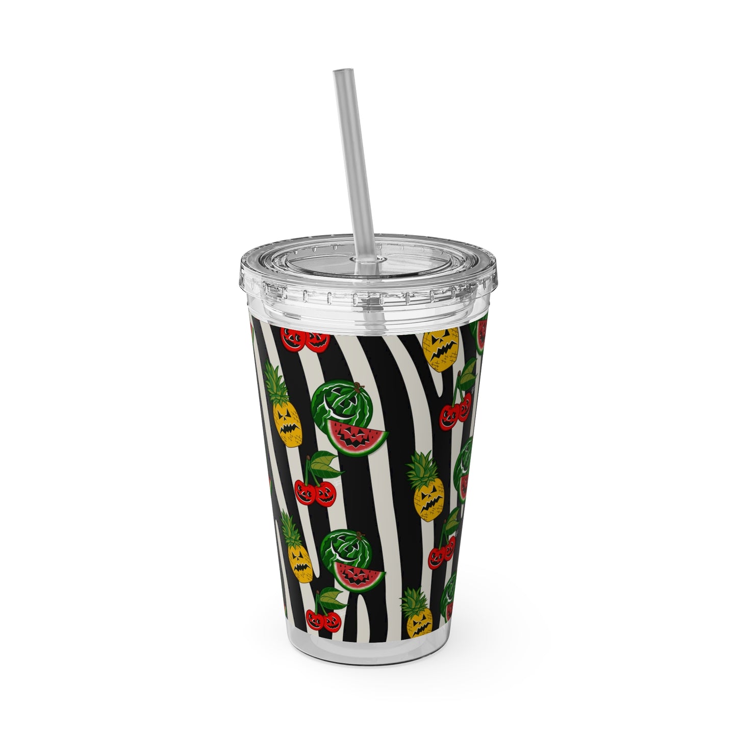 SummerWeen Stripe - Sunsplash Tumbler with Straw, 16oz