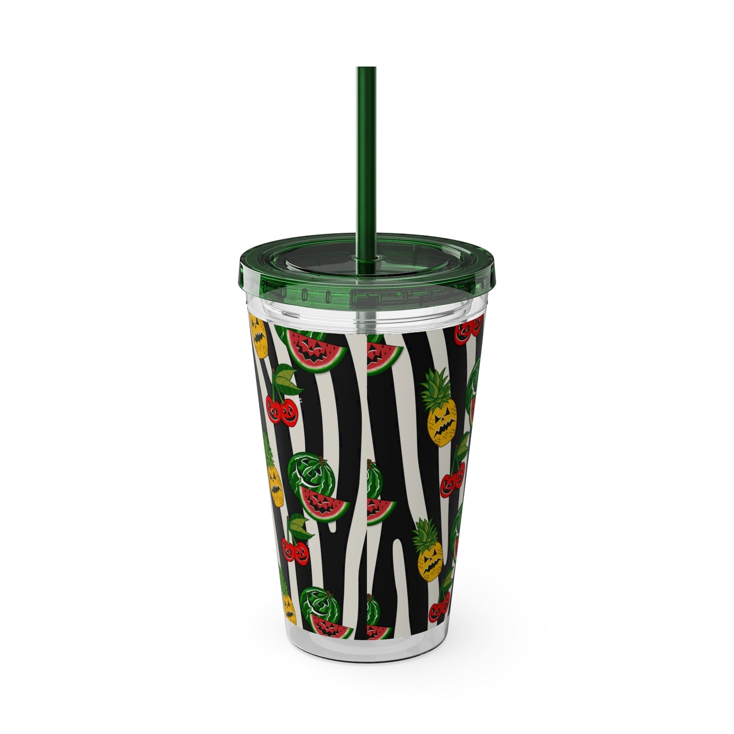 SummerWeen Stripe - Sunsplash Tumbler with Straw, 16oz