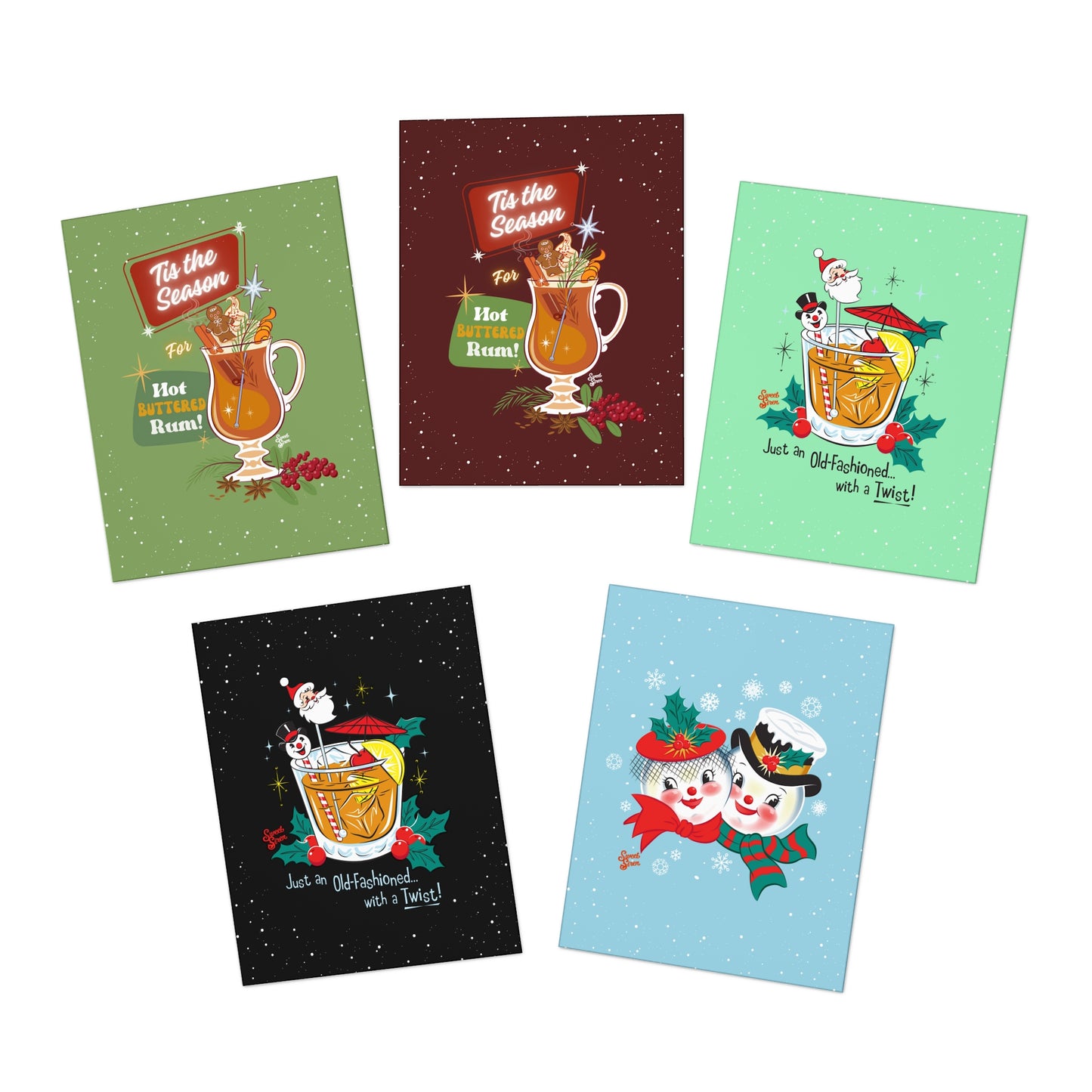 Retro Holidays -  Greeting Cards (5-Pack)