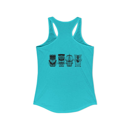 Tiki Monsters  - Front Back -  Women's Racerback Tank