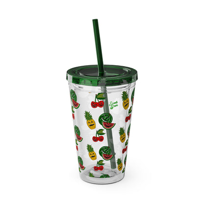 SummerWeen All Over Print Clear - Sunsplash Tumbler with Straw, 16oz