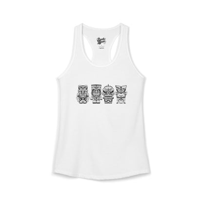 Tiki Monsters  - Front Back -  Women's Racerback Tank