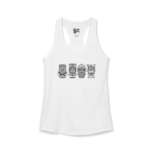 Tiki Monsters  - Front Back -  Women's Racerback Tank
