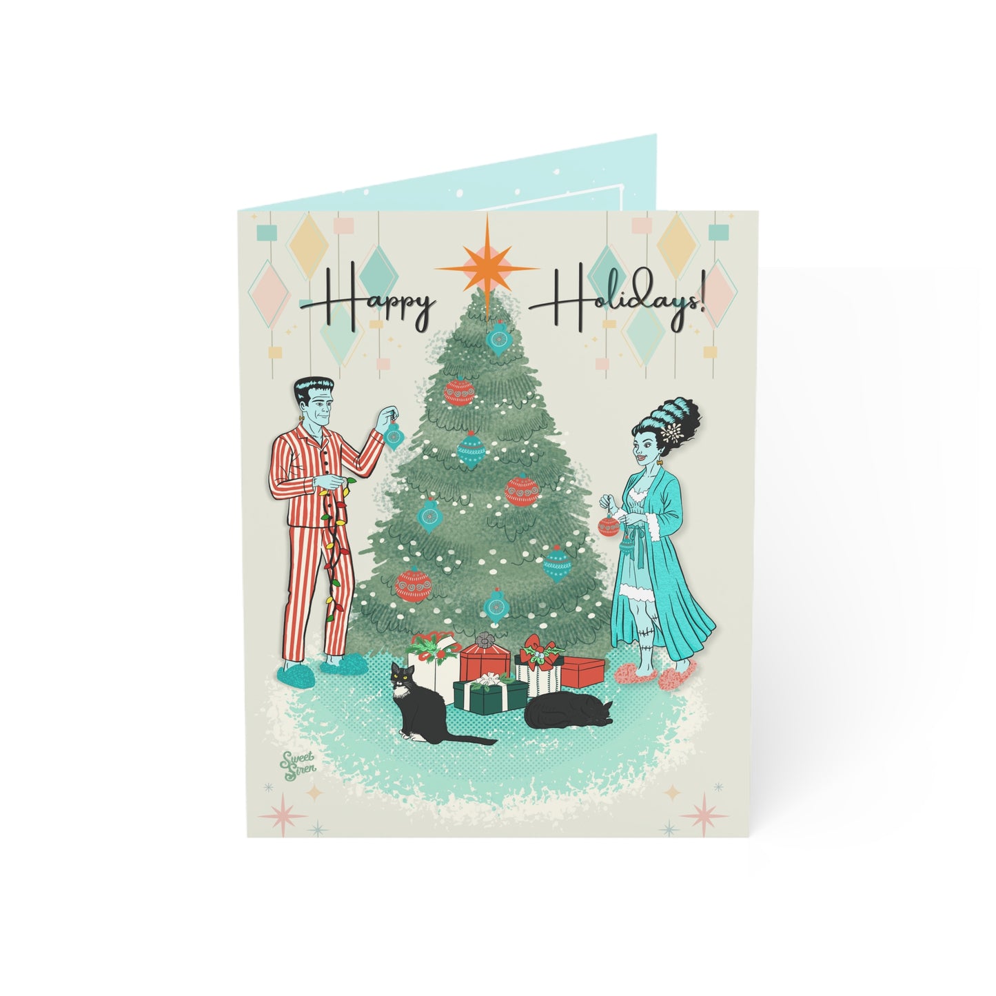 Retro Monsters Holiday  - Greeting Cards