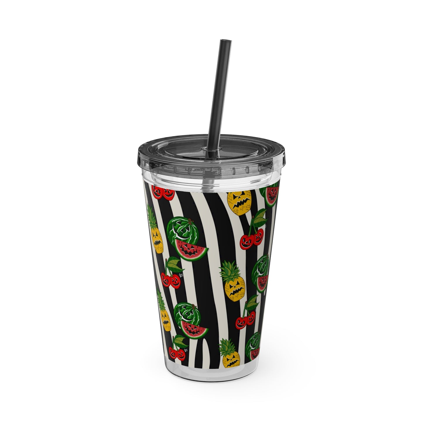 SummerWeen Stripe - Sunsplash Tumbler with Straw, 16oz