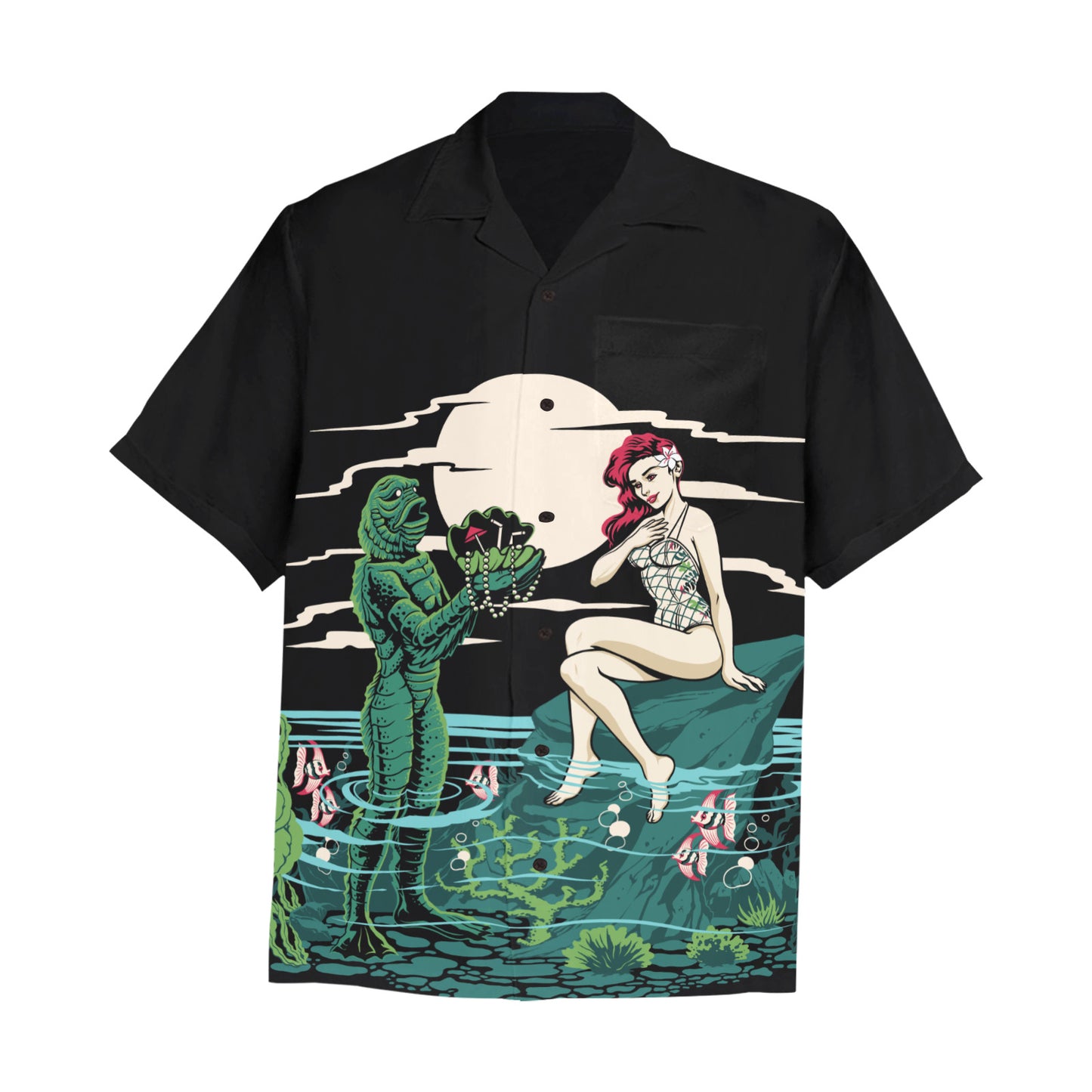 Mid Century Swamp Couple Creature - Hawaiian Shirt