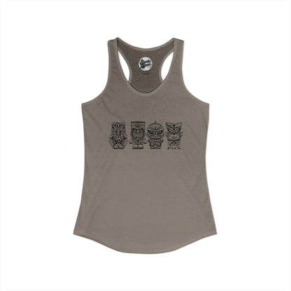 Tiki Monsters  - Front Back -  Women's Racerback Tank