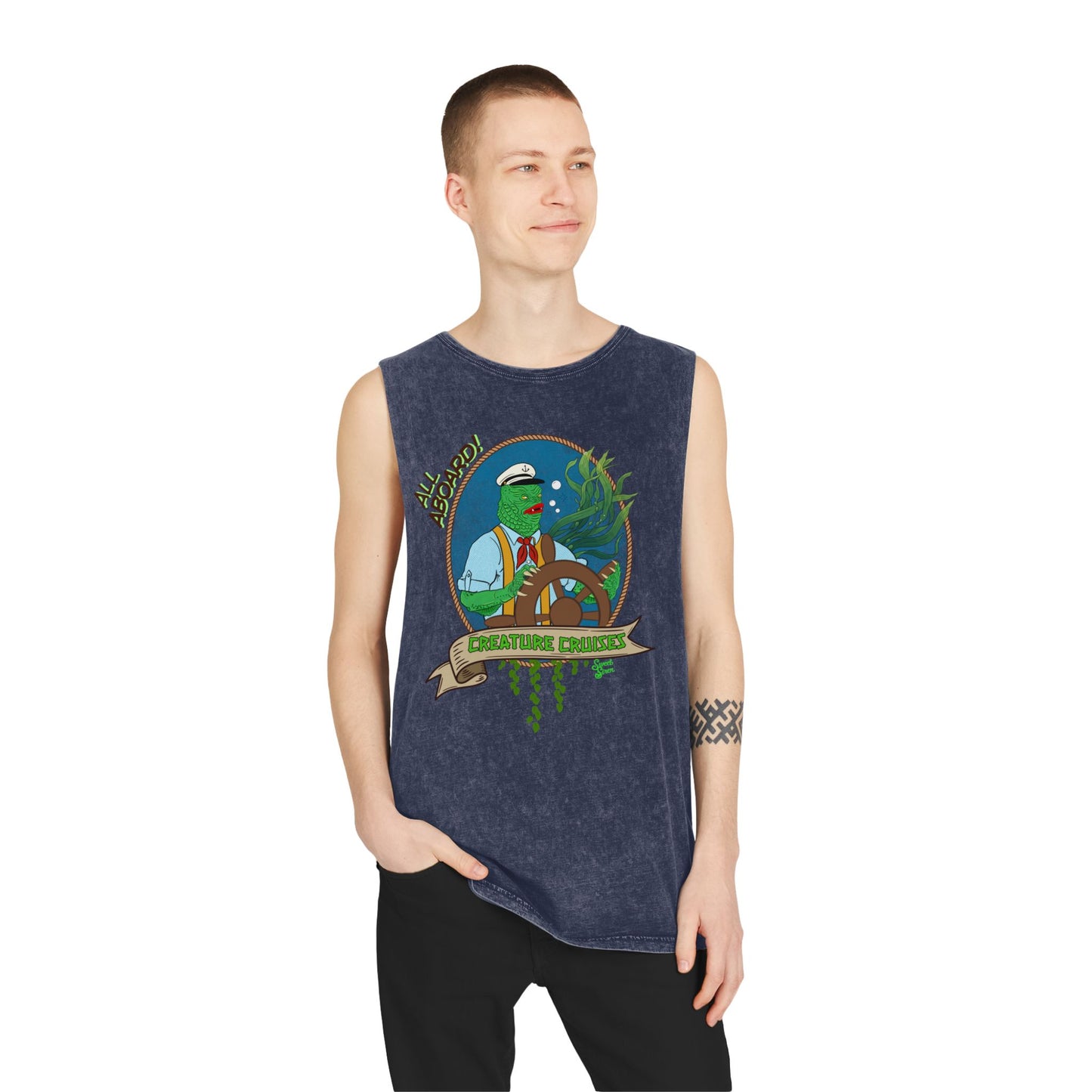 All Aboard Creature Cruises - Unisex Stonewash Tank Top