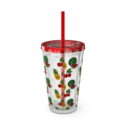 SummerWeen All Over Print Clear - Sunsplash Tumbler with Straw, 16oz