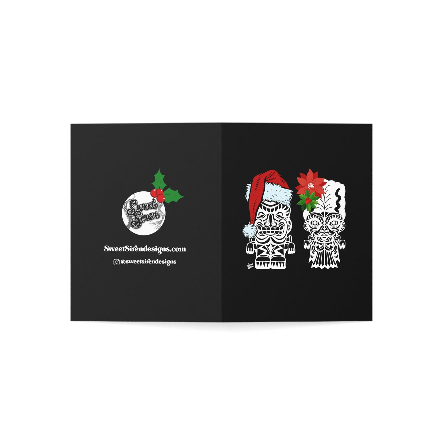 Holiday Franky & Bride Tiki Monsters  - Greeting Cards (1, 10, 30, and 50pcs) - CLASSIC Inside