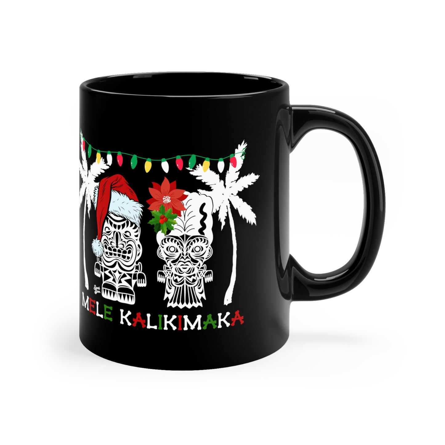 Franky & Bride Tiki Monsters Mele Kalikimaka  11oz Black Mug