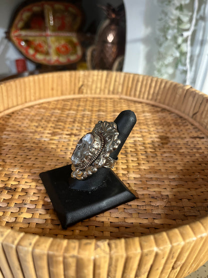 Skull Ring - M - Ornate - Labradorite