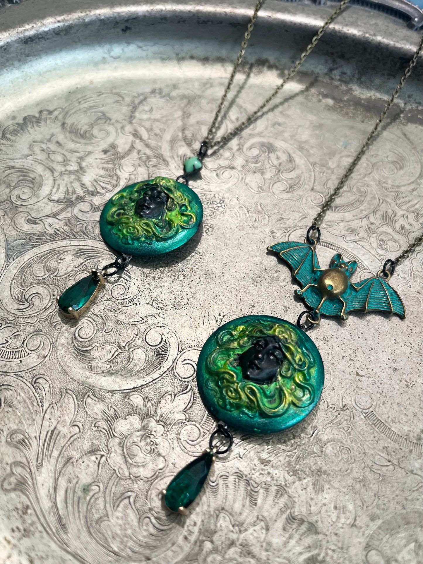 Medusa Head with Bat - Necklace