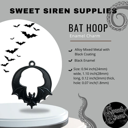 Black Bat Hoop Charm