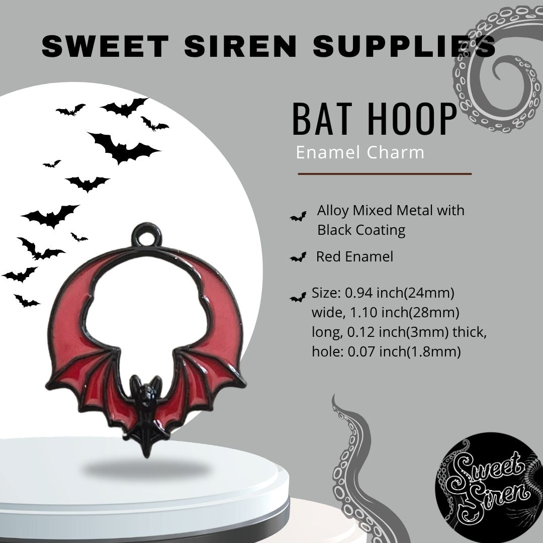 Red and Black Bat Hoop Charm
