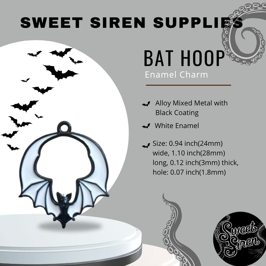 White and Black Bat Hoop Charm
