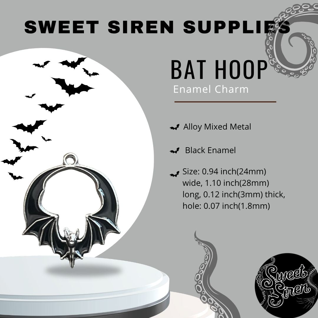 Black and Silver Bat Hoop Charm