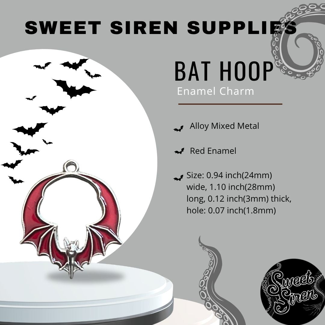 Red and Silver Bat Hoop Charm