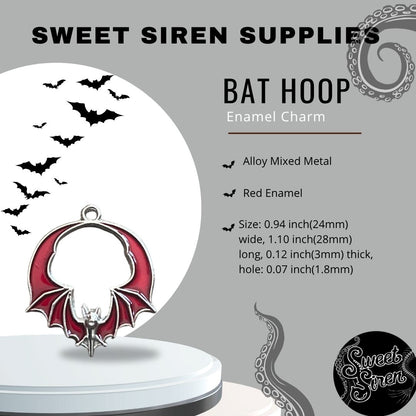 Red and Silver Bat Hoop Charm