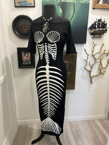 Ghastly Siren Skeleton Mermaid Dress - GLOW IN THE DARK